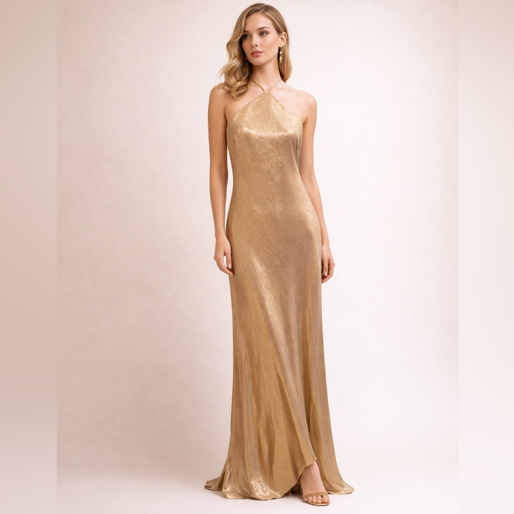 Morgan & Co. Gold Maxi Dress formal prom special occasion